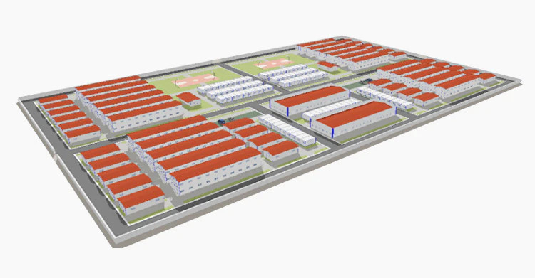 Obóz pracy dla robotników budowlanych z prefabrykatów (3)